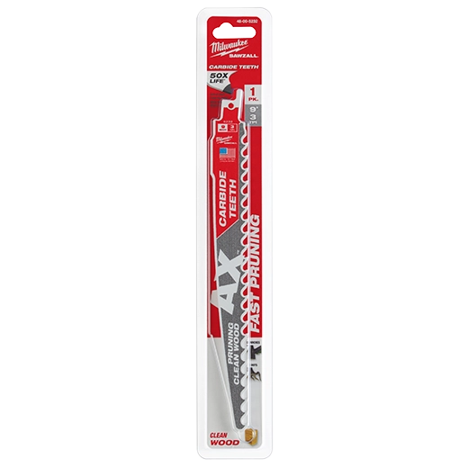The AX 9" with Carbide Teeth for Pruning Clean Wood SAWZALL Blades