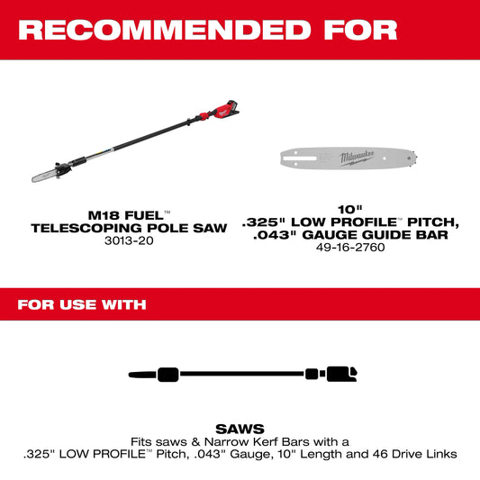 10" .325" LOW PROFILE™ Pitch, .043" Gauge Saw Chain