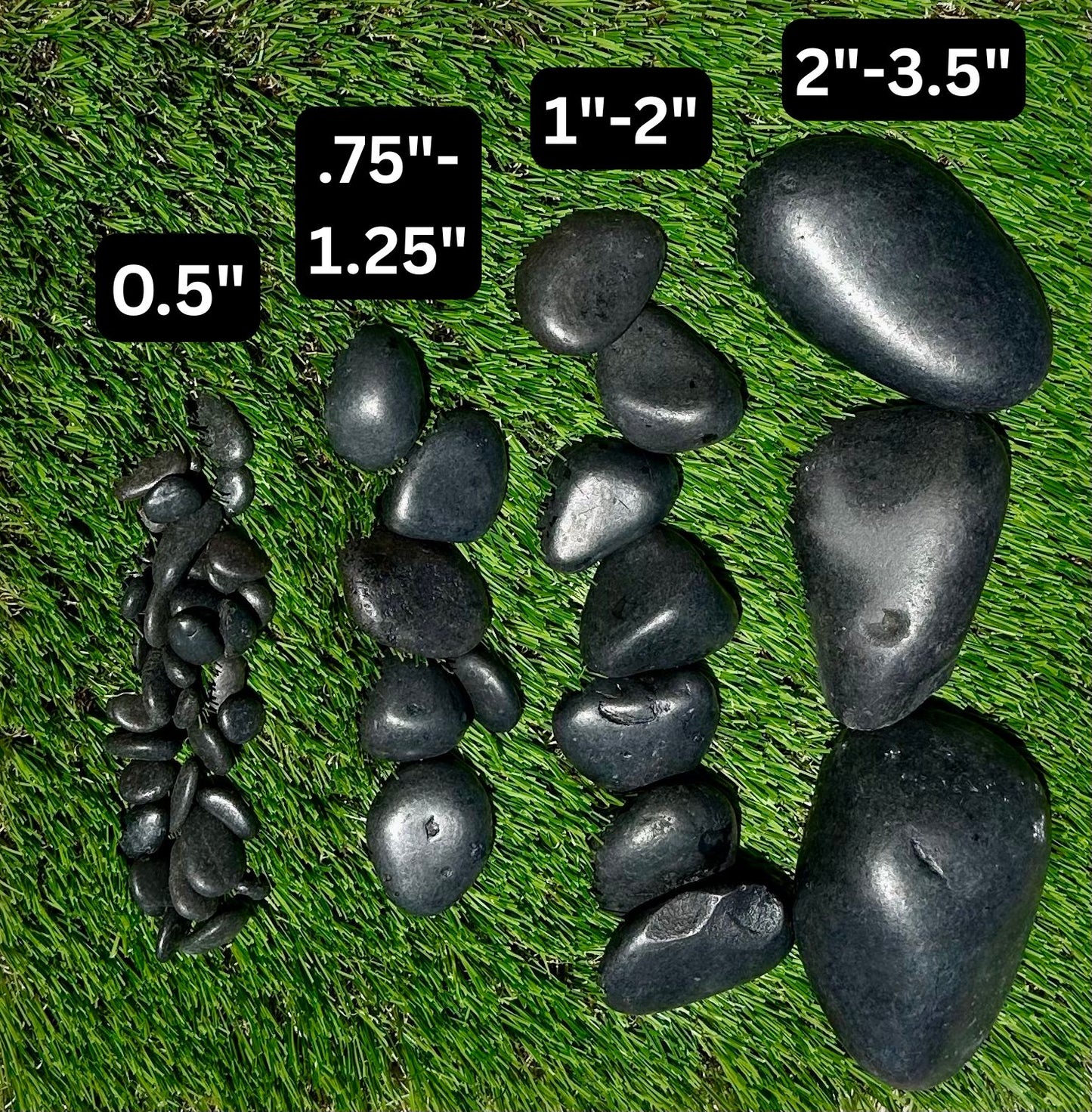 Polished Black Beach Pebbles 40lb Bags