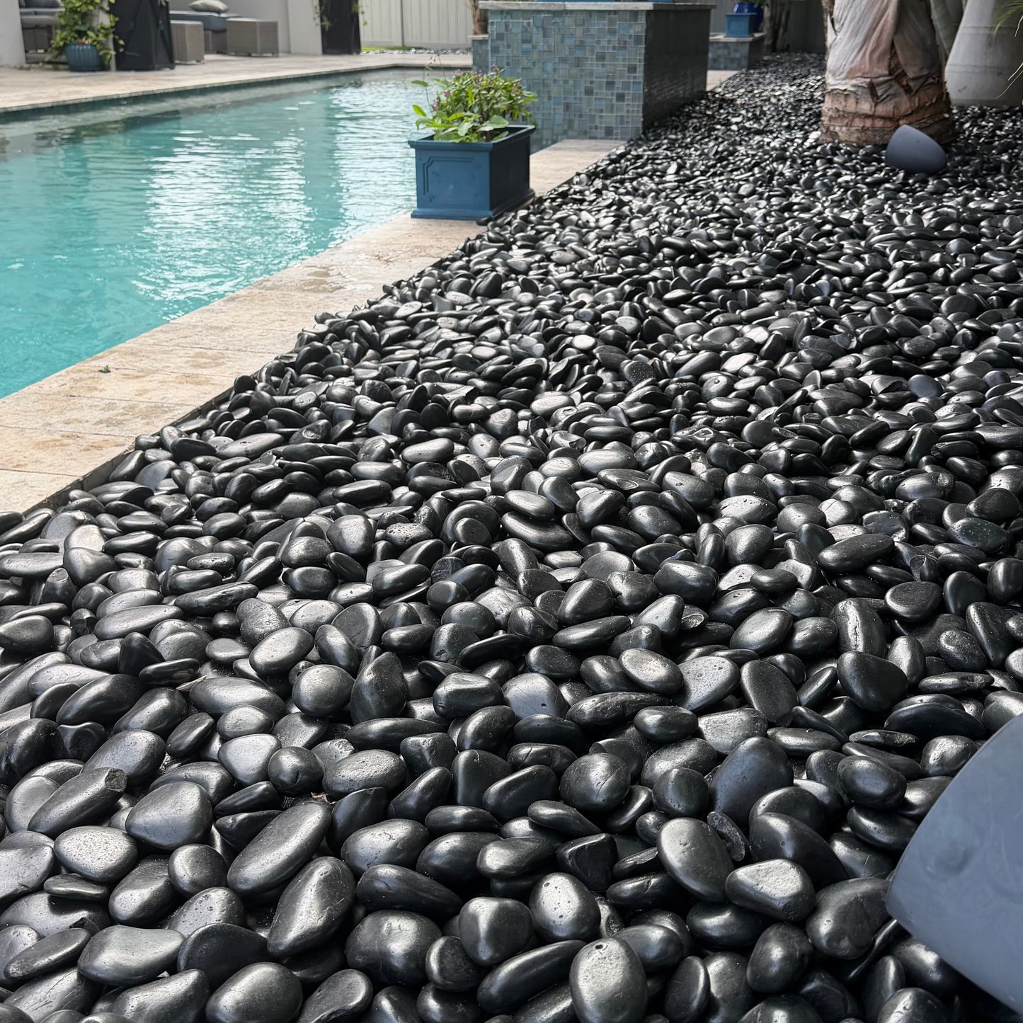 Guijarros de playa mexicanos negros pulidos de 0,5”
