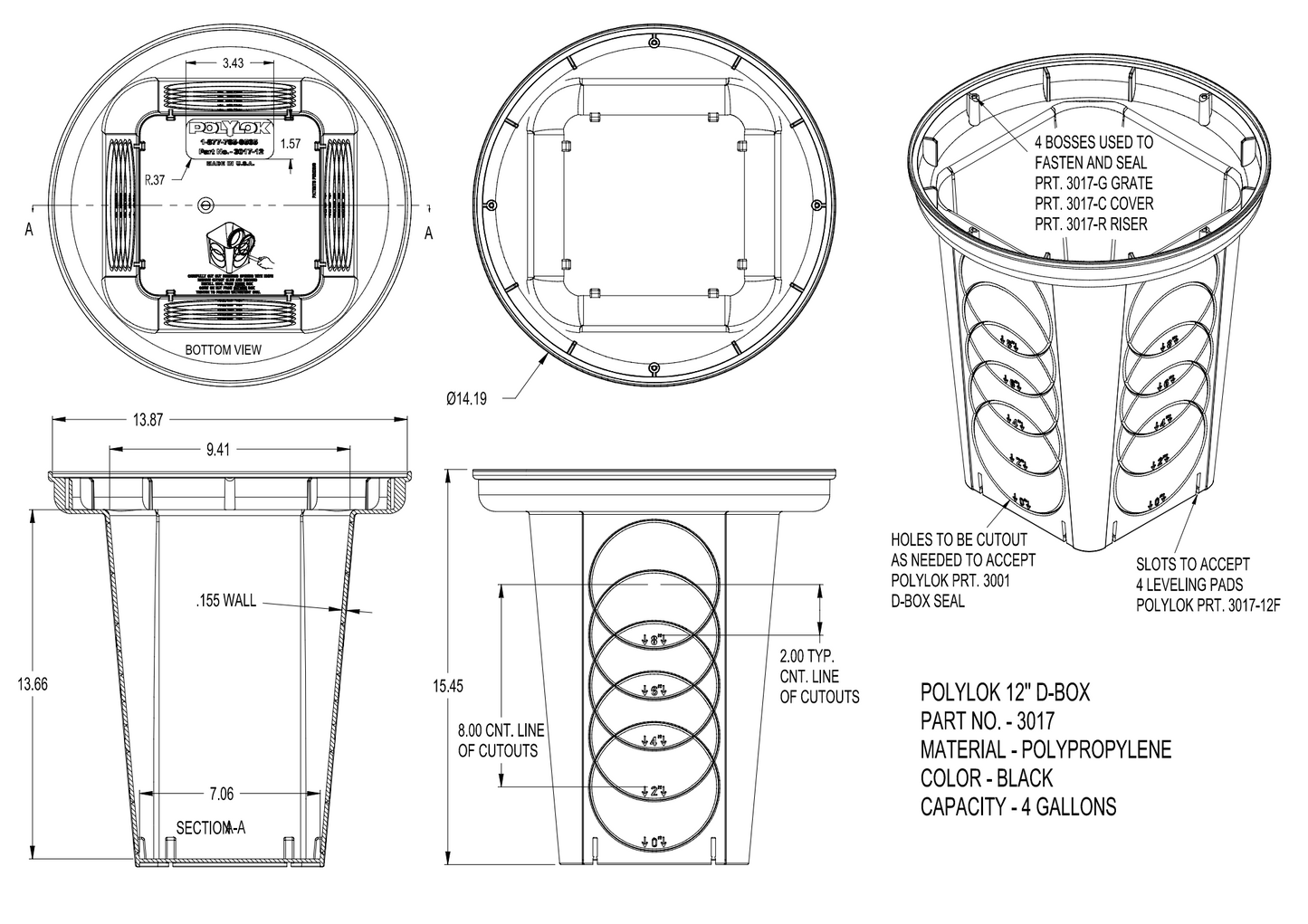 Polylok 12" Round Catch Basin Green Grate