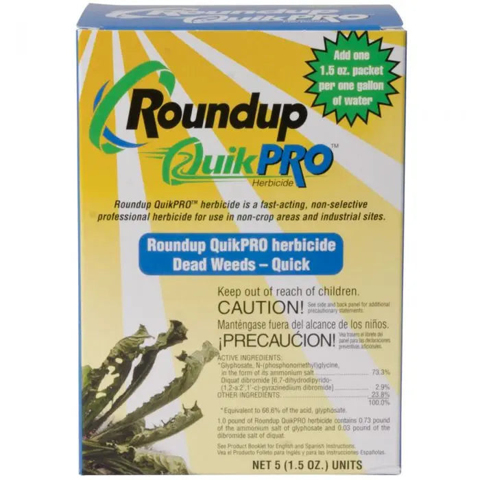 Roundup QuikPRO Box 5 paquetes de 1.5 oz - Herbicida no selectivo