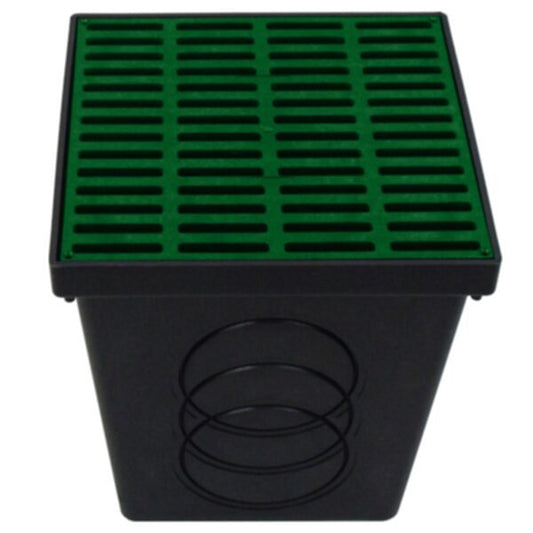 9" PolyLok Drainage Kit W/ Green Grate Catch Basin
