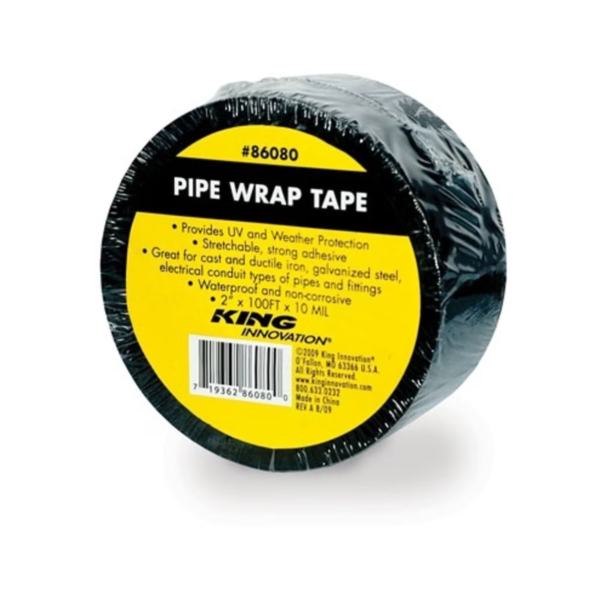 King Pipe Wrap Tape Black Vinyl 2" x 100'