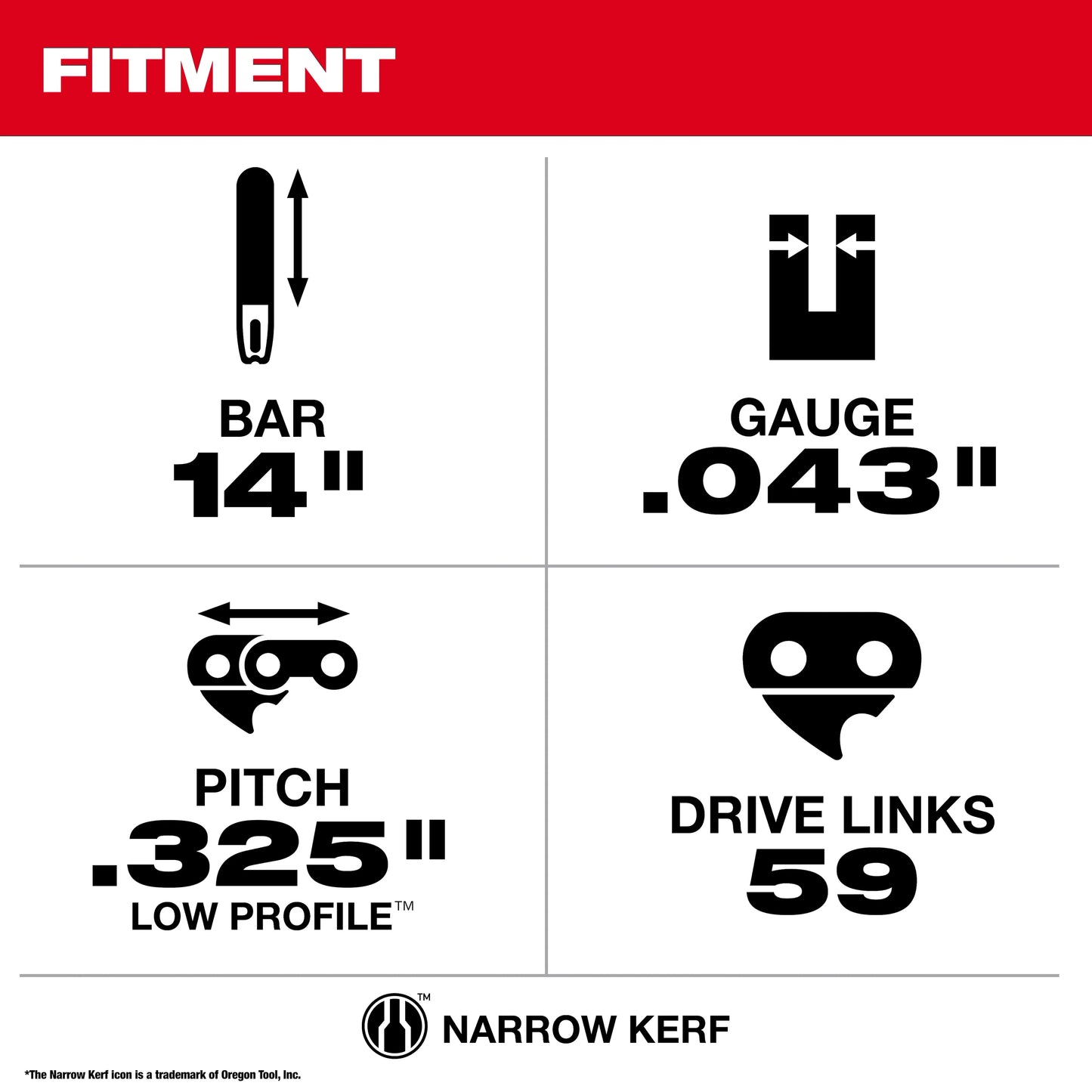 14" .325" LOW PROFILE™ Pitch, .043" Gauge Guide Bar