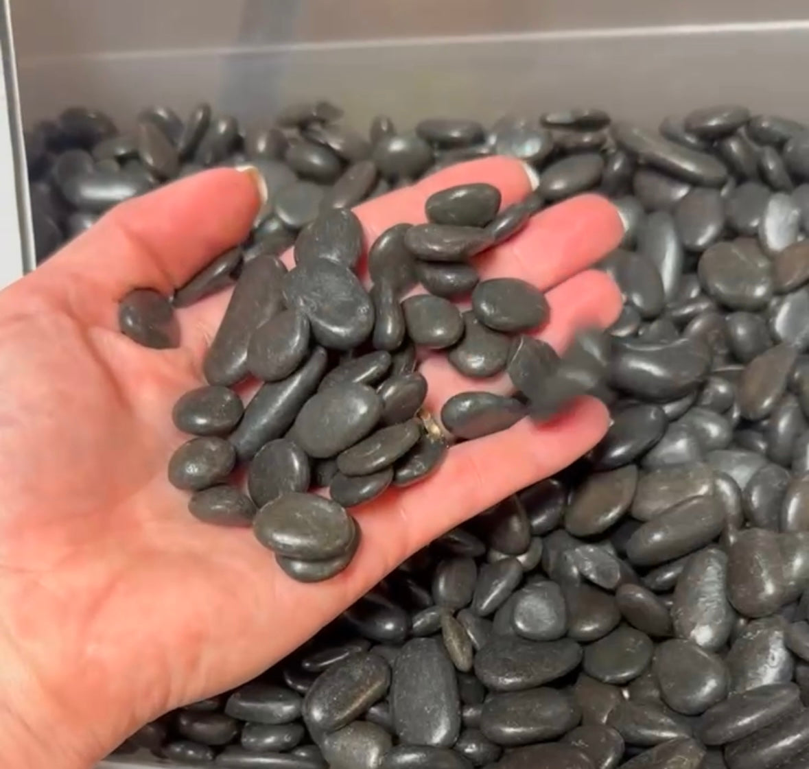 Polished Black Mexican Beach Pebbles .5”