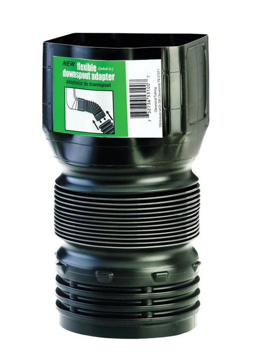 Flex-Drain Snap Flexible Downspout Adapter, 3 x 4 in.