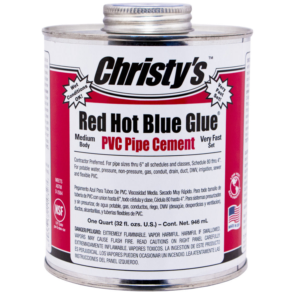 Cemento para PVC con pegamento Red Hot Blue de Christy's