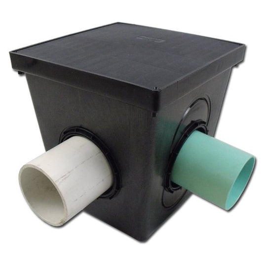 9" 2-OUT Drainage Kit W/ Black Grate Catch Basin