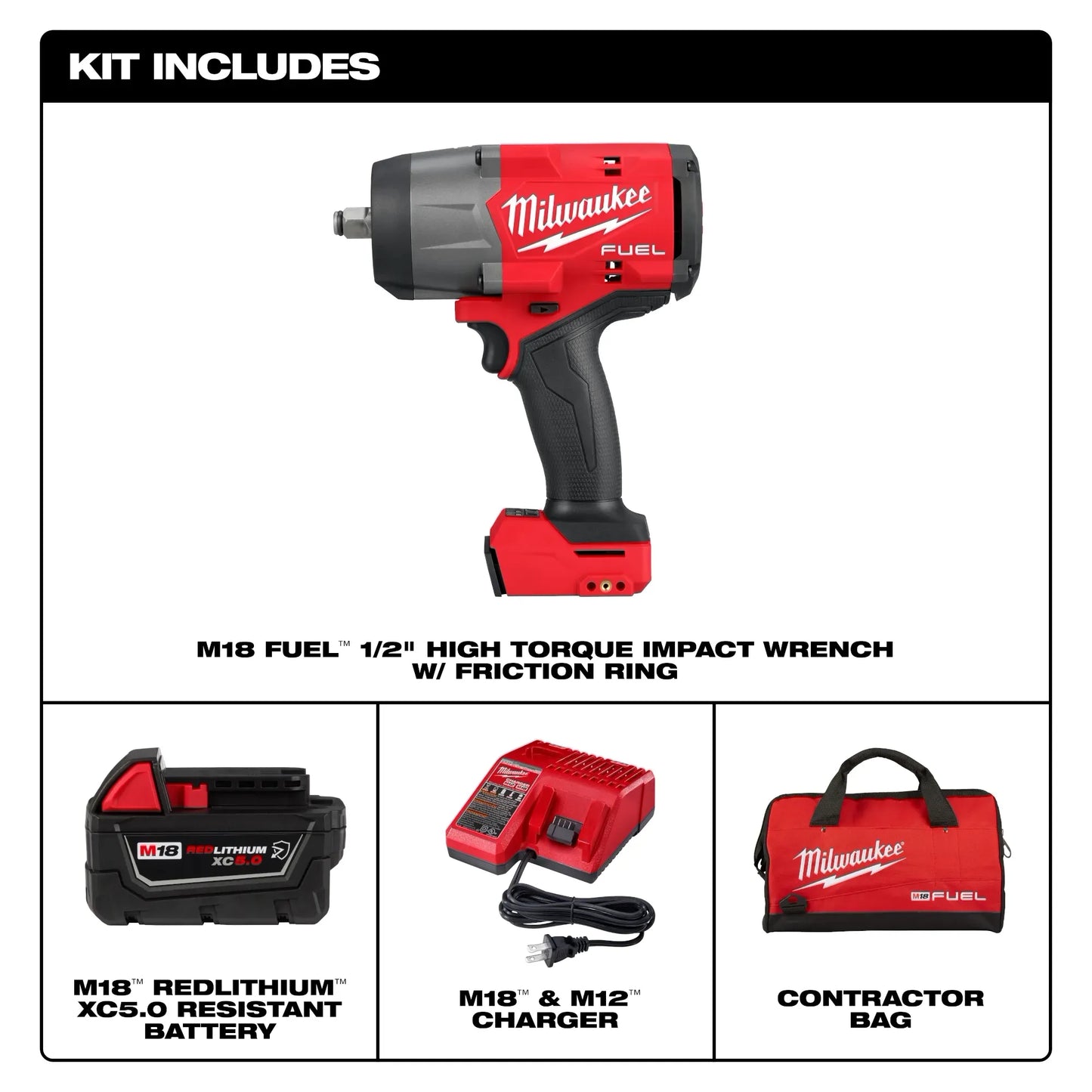 M18 FUEL™ 1/2" High Torque Impact Wrench w/ Friction Ring Kit