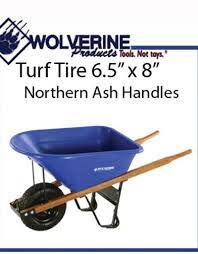 6 Cu Ft Wheelbarrow - Single Turf Tire, Wood Handles Wolverine