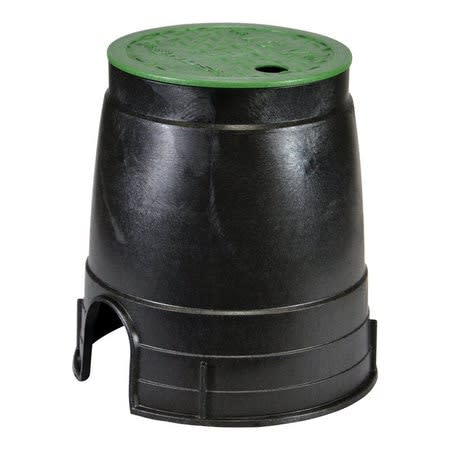 Caja de válvulas redonda NDS de 6" negra con tapa verde D109-GBOX